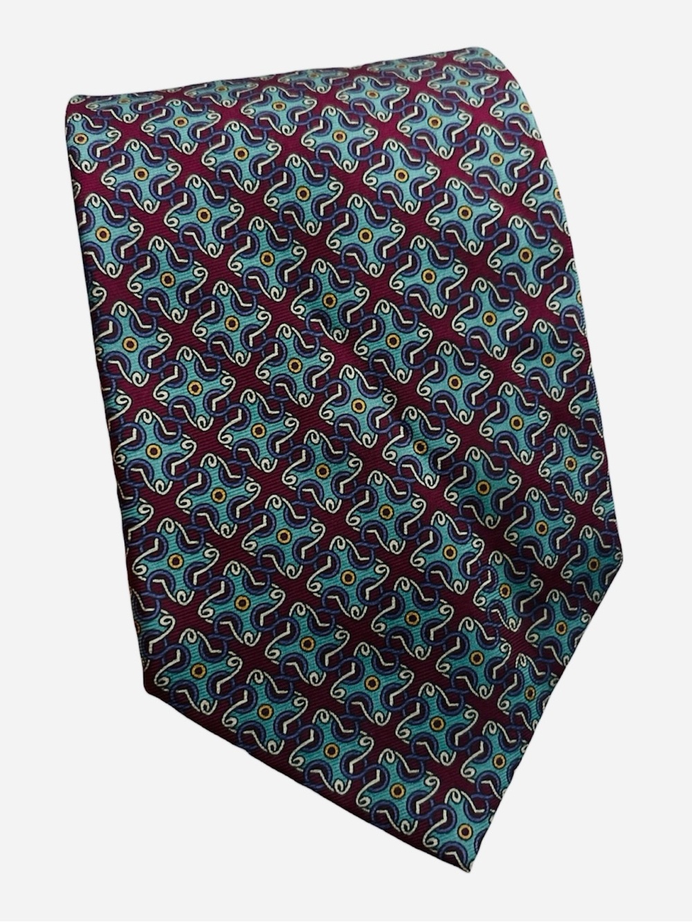 Christian Dior Monsieur Burgundy Geometric Silk Tie - Classic Pattern